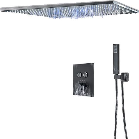 Duschkopf, LED-Funktion, Regenfall-Design, 2-Wege Schwarz A (1/2)