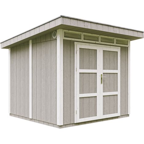 Abri de Jardin Qualité Premium 6m² - L294xL279cm - Kit tout compris avec sol, tuiles bitumineuses, set de peinture-LP Smartside Timbela M903A TUNDRA GREY (1/5)
