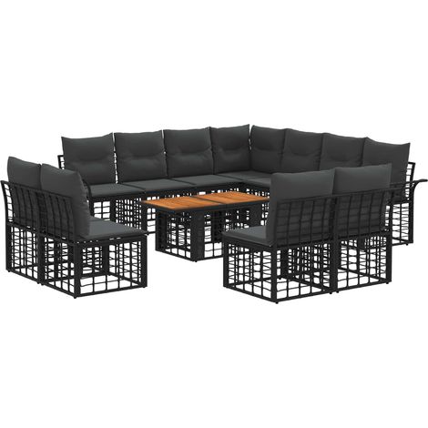 Set Divano da Giardino 12 pz Nero e Grigio scuro polyrattan vidaXL (1/5)