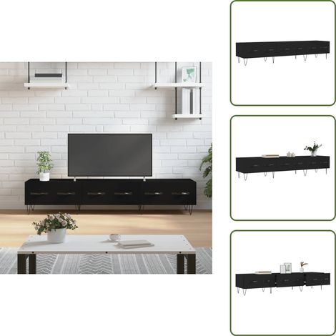 The Living Store Mobile Porta TV Nero 150x36x30 cm in Legno Multistrato - Mobile TV nero