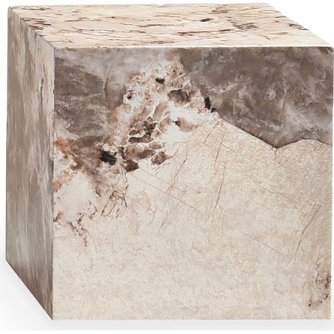 Mobilier Deco – Table basse carrée en marbre d'ingénierie beige et marron – Dimensions 80x80cm – Style contemporain pour salon moderne (1/4)