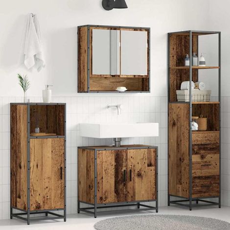 vidaXL Set di mobili per il bagno con cassetto 3 pcs Legno vecchio