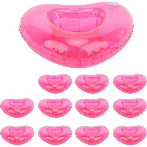 12 wiederverwendbare, aufblasbare, herzförmige Becherhalter, Pool-Schwimmringhalter für den Sommer (1/4)