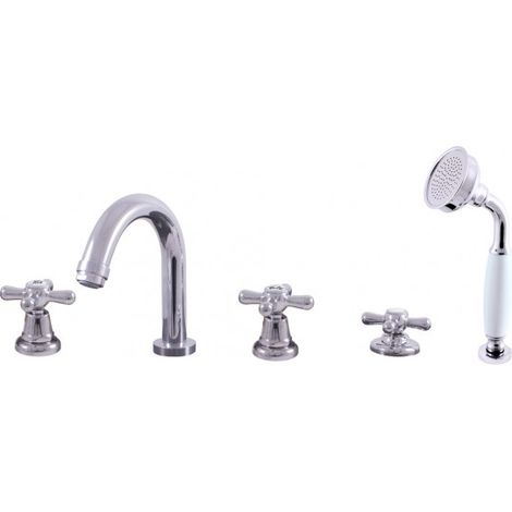 Mélangeur baignoire laiton chromé 5 trous MORAVA RETRO (1/5)