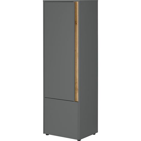 Stauraumschrank 157cm hoch, anthrazit mit Eiche, CRISP-61 (1/5)