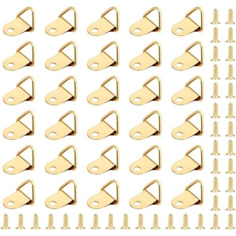 50 Pièces Crochet pour Cadre,Attache Tableau,Photo Anneaux Triangulaires Cadre,Support Murale Cintre avec 50 Pièces Vis Utilisé pour les Cadres Photo, Suspension de Décorations de Meubles (1/4)