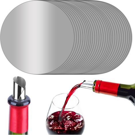 Confezione da 30 versatori riutilizzabili per vino. Salvagoccia per bottiglie di vino. Versatore per vino in alluminio. Antigoccia per bottiglie di olio. (1/5)