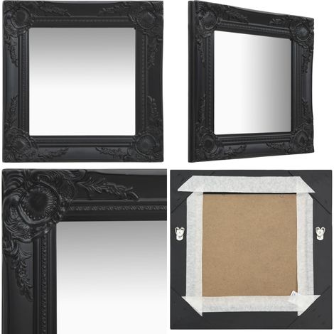 Miroir mural style baroque 40x40 cm noir - Miroir Mural - Miroir Baroque - Miroir Design - Décoration Murale - Miroir Salle De Bain - Home & Living