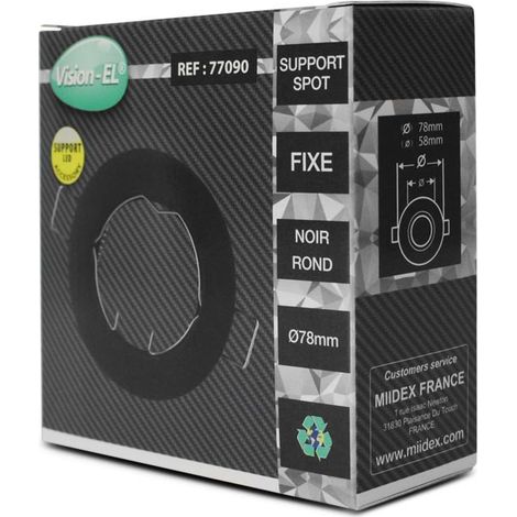 Support plafond Rond Noir Ø78 mm Miidex Lighting®