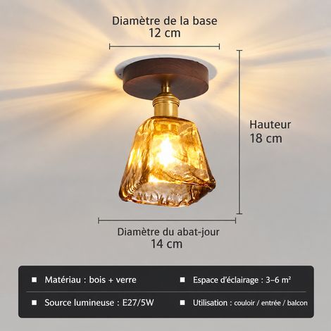 Plafonnier Bois Noyer Modèle C - 14 cm - Lumière chaude Spectre complet E27 300 g – Livraison gratuite