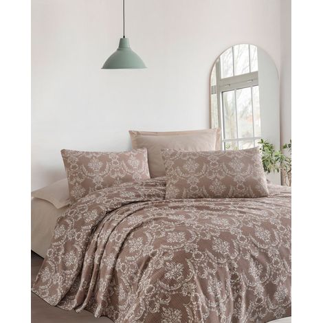 L'Essentiel Linge de Maison, Pure - Marron, marron, simple piqué, 100% COTON, 160 x 235 cm