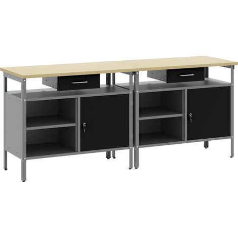 Ensemble d'établi 2 pcs Noir et gris 200 x 55 x 85 cm (1/5)