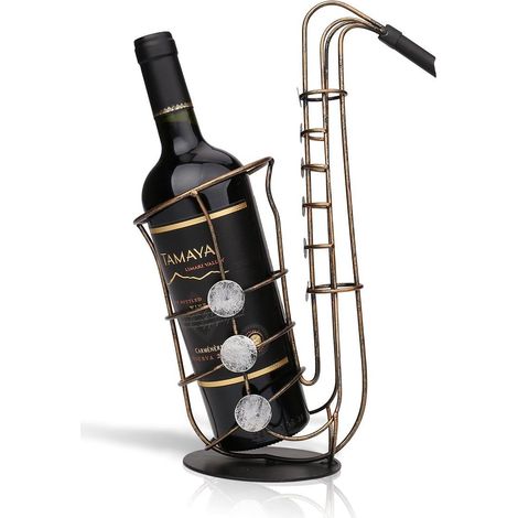 Flaschenhalter in Saxophonform aus Metall – kreative Tischdekoration – kunstvolle Eisenverarbeitung – Wohnaccessoires, Weihnachtsgeschenke