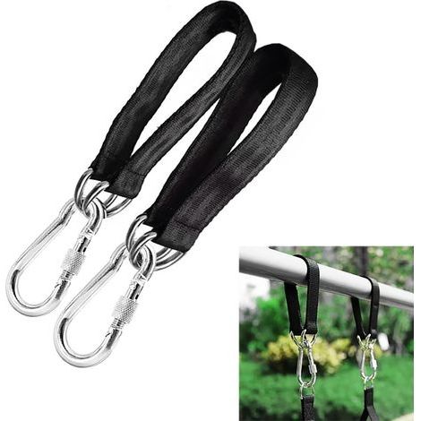 Lot de 2 Sangles de Suspension en Nylon Résistant - Kit de Fixation pour Hamac et Balançoire, Accessoires en Acier Inoxydable, Idéal pour Chaises Suspendues et Balançoires d'arbre (1/5)