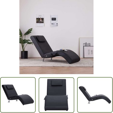 The Living Store Chaise longue de massage avec oreiller Noir Similicuir - Chaises Longues - Chaise Relaxante - Fauteuil Massant - Chaise De Salon - Mobilier Extérieur (1/5)