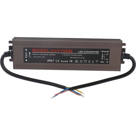 Ortviai Alimentation Étanche IP67 pour Bande LED 24 V – 150 W, Protection Surtension/Surcharge/Court-circuit (1/5)