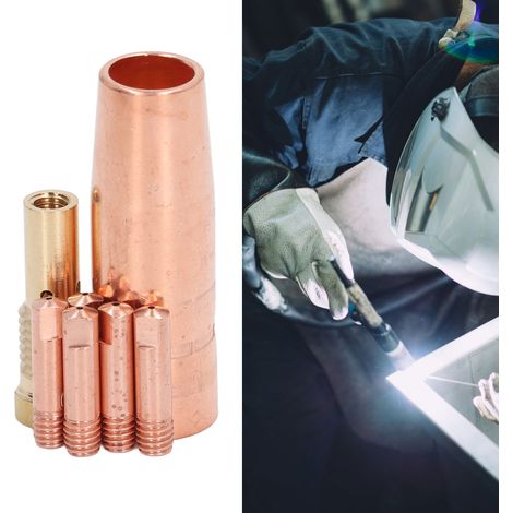 Kit de buse de protection tout cuivre de 0,9 mm pour torches de soudage MIG avec tête de buse de 0,9 mm, compatible avec Century FC90/80GL Forney Easy Weld Titanium Easy Flux Lincoln Craftsman Ch (1/5)