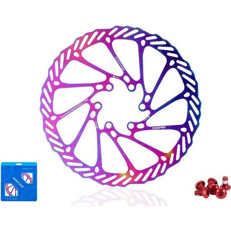 Disco de freno para bicicleta de 160 mm, 12 radios, tornillos arcoíris. (1/4)