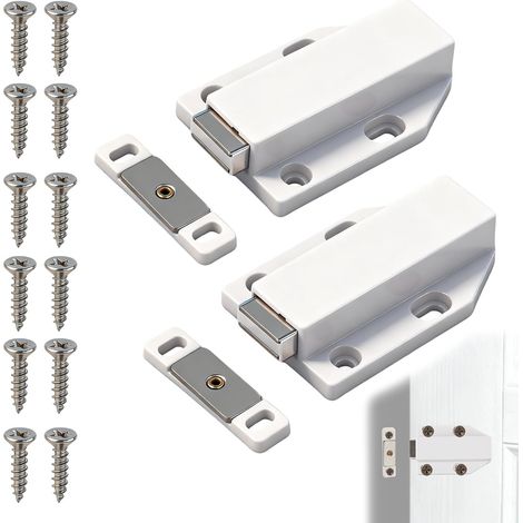 Lot de 2 Aimants Poussoir Push to Open, Loquets Magnétiques pour Portes de Placard, Tiroirs de Cuisine et Meubles, Système de Fermeture Pratique et Élégant, Installation Simple et Flexible (1/5)