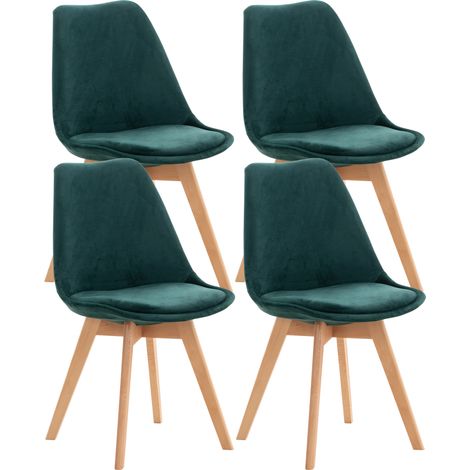 Set De 4 Sillas De Comedor Linares Verde Terciopelo