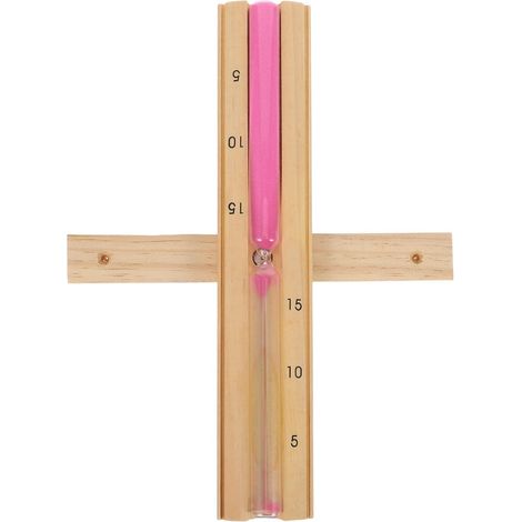 Sablier en bois 15 avec sable rose, chronomètre (1/4)