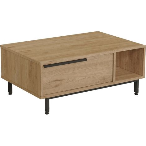 Table basse avec rangement Evelis L90cm Bois clair (1/5)