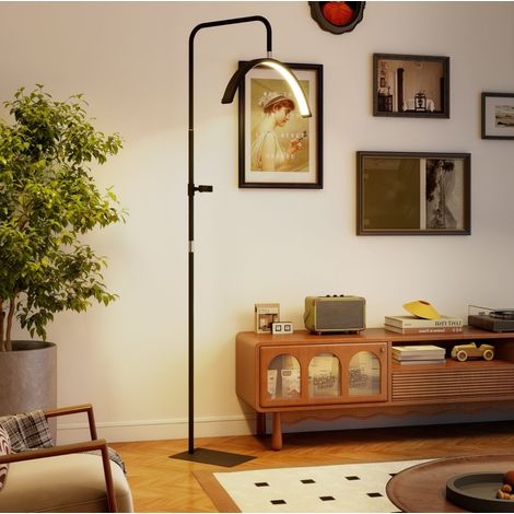 Lámpara LED de media luna con soporte para teléfono, altura regulable 136-186 cm, negra DESVIAE (1/5)