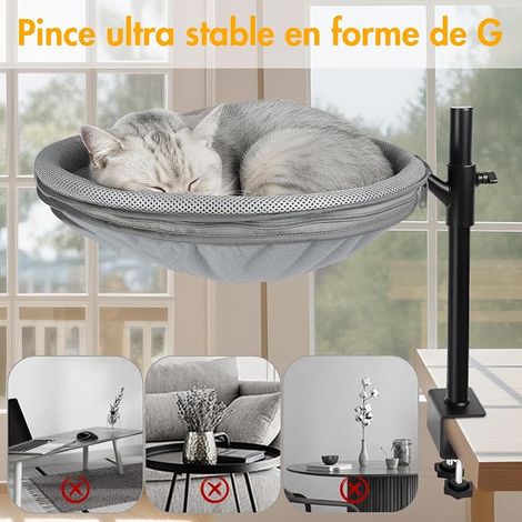lit de Bureau pour Chat 360 ° Hauteurs réglables Lit d'hiver d'été Hamac Chats Tapis hamac Votre (1/4)