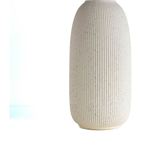 Vaso Decorativo Moderno da Interno in Ceramica – Collezione Design Elegante per Arredo Casa,Vasi Da Soggiorno, Tavolo o Salotto Soprammobile Di Design Anfora Rigata - Bianco Natural (1/3)