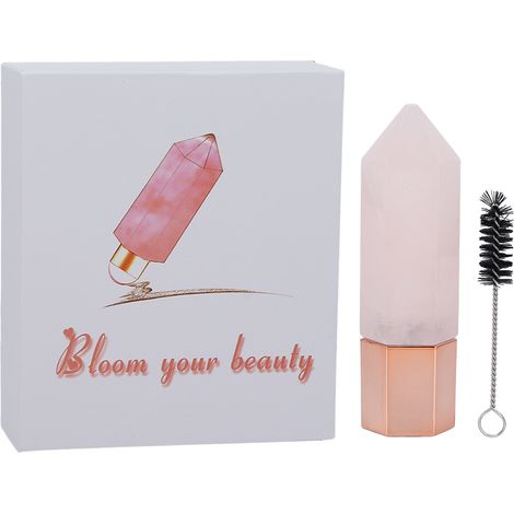 Bouteille d'huile essentielle rouleau de massage facial en forme de prisme hexagonal - Outil de soin de la peau pour grattage et massage visage, rose (1/5)