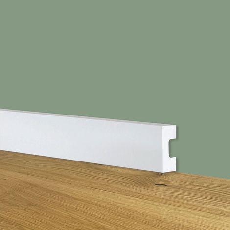 Battiscopa SQUADRATO BIANCO Passacavo bassissimo 25x13mm in POLIMERI (prezzo al metro)