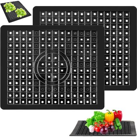 2 pezzi, sottobicchieri in gomma, tappetini drenanti in gomma, tovagliette, tappetini antiscivolo in silicone per lavello, tappetini in gomma per lavelli da bagno e cucina, nero (1/5)