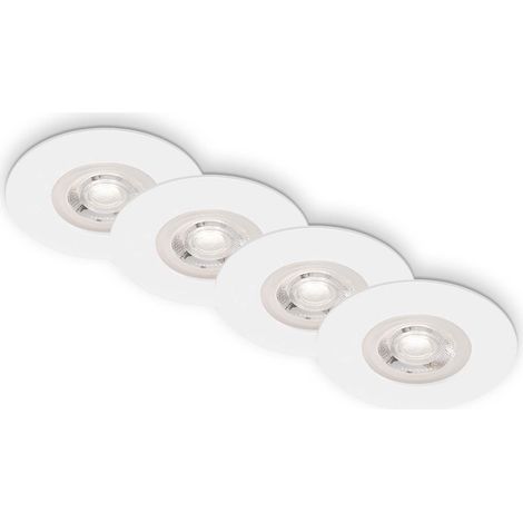 Jeu de 4 lampes encastrées au plafond, à intensité variable, lampes LED encastrées ultraplates, spot encastré salle de bain IP44, blanc mat, 90x25 mm (DxH) (1/5)