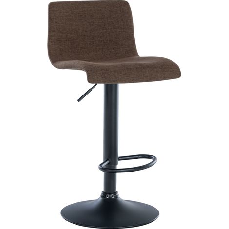 Sgabello da bar x1 dal design semplice con poggiapiedi in tessuto marrone gambe in metallo nero 100004554