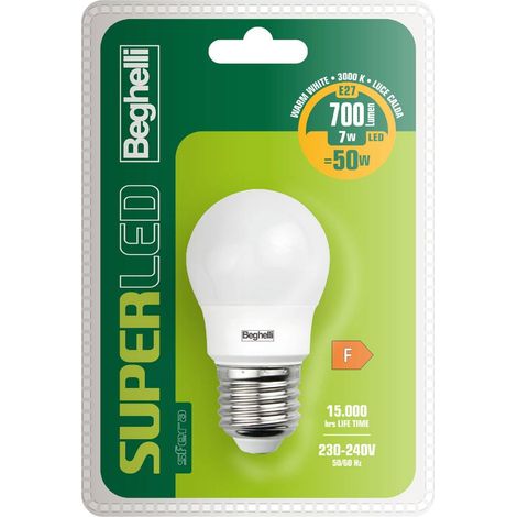 Ampoule LED Sfera E27, 7W, Équivalente à 50W Incandescente, Lumière Chaude, Consommation 7 kWh/1000h, 700 Lumens, Flux Lumineux Immédiat, Remplacement Facile - Lumière Chaude 7W (1/5)