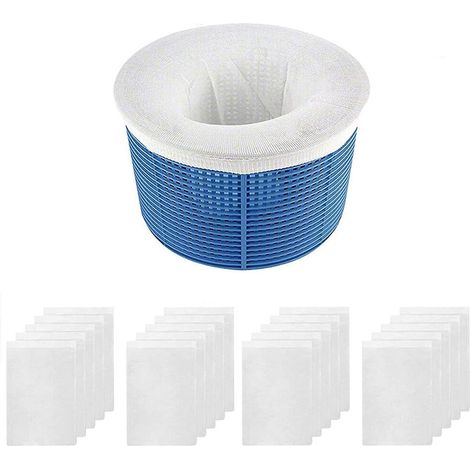 Sacs filtrants pour skimmer de piscine, paniers filtrants pour skimmer de piscine, utilisés pour éliminer les débris, l'huile, le pollen, les insectes, les dépôts, etc. (20 pièces) (1/5)