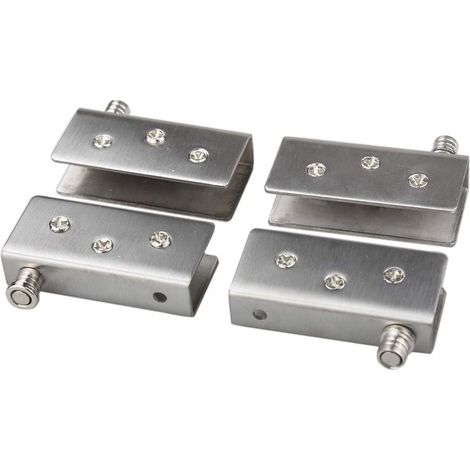 4er-Pack Glastürbänder, 90°-Drehgelenk, kein Bohren erforderlich, Edelstahl, für 10–12 mm Glas (1/5)
