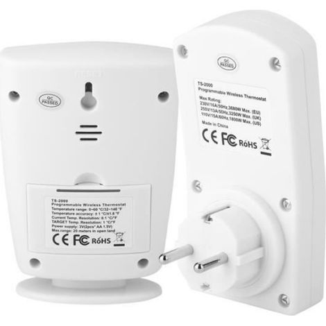 Prise De Thermostat - Programmable Sans Fil - Pour Chauffage Et Climatisation - 20 M Portée - 13 X 6 X 3 5 Cm - 150 G (1/4)