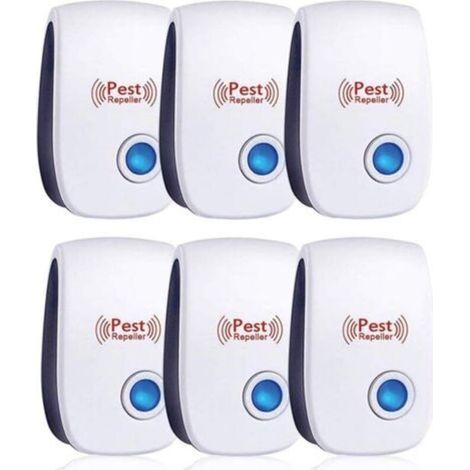 Répulsif à ultrasons contre insectes et rongeurs Lot de 6 appareils sans toxique, efficace contre moustiques, cafards, araignées- (1/5)