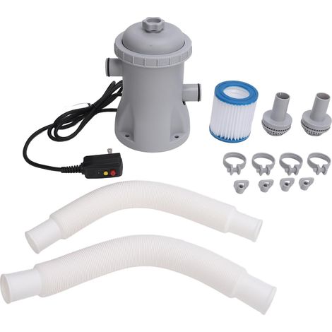 Système de pompe à filtre à cartouche pour piscines (capacité env. 90,6 l/h) – Pompe de filtration électrique pour piscines hors sol (prise UE) (1/4)