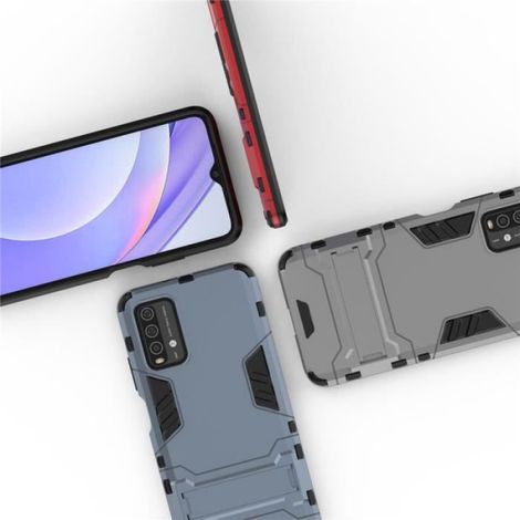 Coque Xiaomi POCO M3 - Antichoc - Double Couche Silicone PC - Support Intégré - Bleu Foncé - 1 Pièce (1/4)