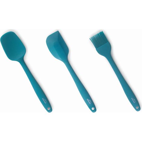 Lacor Set di 3 Utensili da Cucina Ocean, Cucchiaio da Cucina, Spatola da Cucina e Spazzola da Cucina, Silicone, Anima in Metallo, Antiaderente, Lavabile in Lavastoviglie, Lunghezza 27.5 cm, 64452 (1/5)