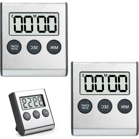 Set di timer digitale con allarme sonoro e supporto magnetico - 2 pezzi. Pratico set di timer da cucina per cucinare e per attività sportive. (1/5)