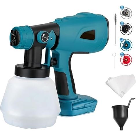 Pulvérisateur de Peinture sans Fil pour Bosch 18 V, Pistolet électrique HVLP avec 4 Buses, réservoir de 1000 ML pour Meubles de Maison, clôtures, terrasses, Murs et plafonds (sans Batterie) (1/5)