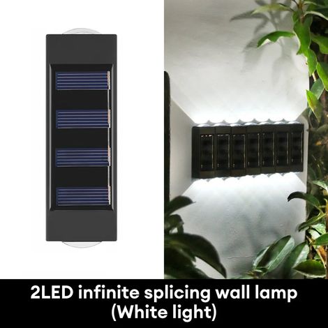 (2 LED à lumière vive) Applique solaire murale extérieure étanche, éclairage LED vers le haut et vers le bas, compatible avec jardin, cour, allée, balcon. Décoration (1/5)