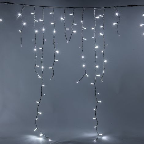 Luccika Professional Line stalattiti tenda a pioggia 4x1,5 metri con 304 luci di Natale a Maxi Led Bianco Ghiaccio con flash Bianco Ghiaccio per esterno e interno Bianco Freddo 4x1.5 metri - 304 Maxil (1/5)