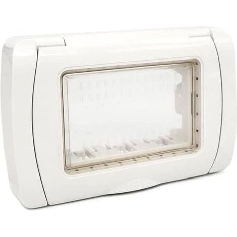 IDROBOX LIVING COMPATIBILE Placca stagna placche 3 4 moduli bianco nero IP55 TOT Bianco,3