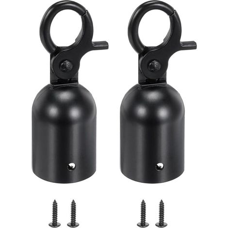 Lot de 2 embouts de corde pour poteau de 2,8 x 8 cm, crochets mousquetons pour barrière de contrôle des foules, séparateur de file d'attente, noir (1/4)
