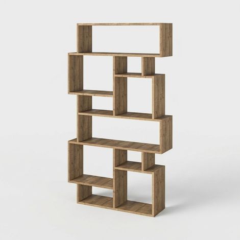 Libreria da parete moderna con 10 scomparti 96x25x168cm Karmato - Rovere
