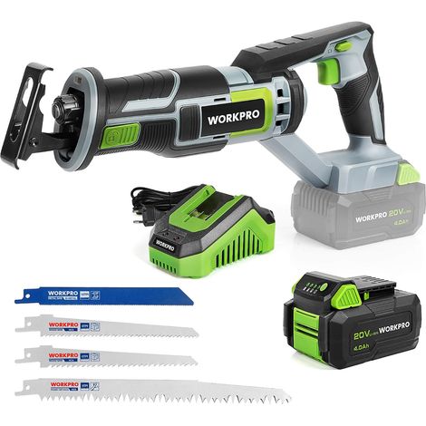20V Cordless Sabre Saw Battery 4.0Ah Cordless Alternative Saw with 4 Saw Blades, Ideal for Cutting Wood, Metal and PVC, Battery and Charger Included (1/5)